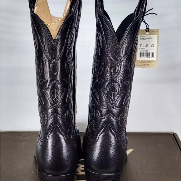 Ariat Ladies Heritage Western Black R Toe Deertan Boot Size 9 - Picture 7 of 10
